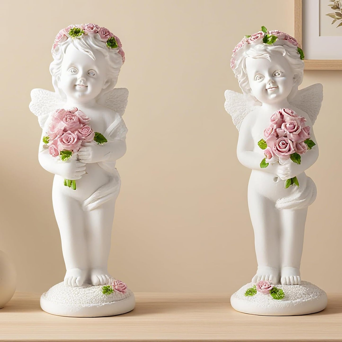 Resin Angel Statue Holding Flowers, Indoor Living Room Dining Table Decor, Outdoor Garden Ornament, Ideal Gift for Mom, Dad and Friends
