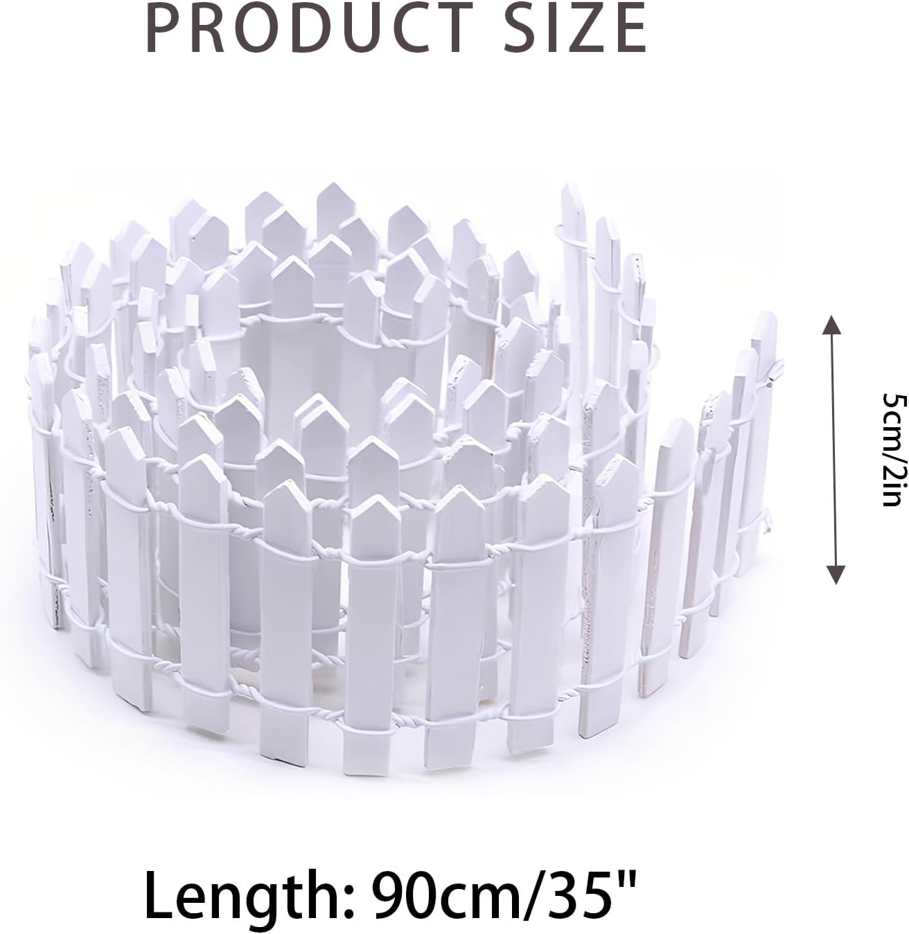 35 Inch Mini Fairy Garden Fence - White Wood Picket Fence for Crafts, Dollhouses, Plant Pots, and Home Garden Projects (2 Pack)