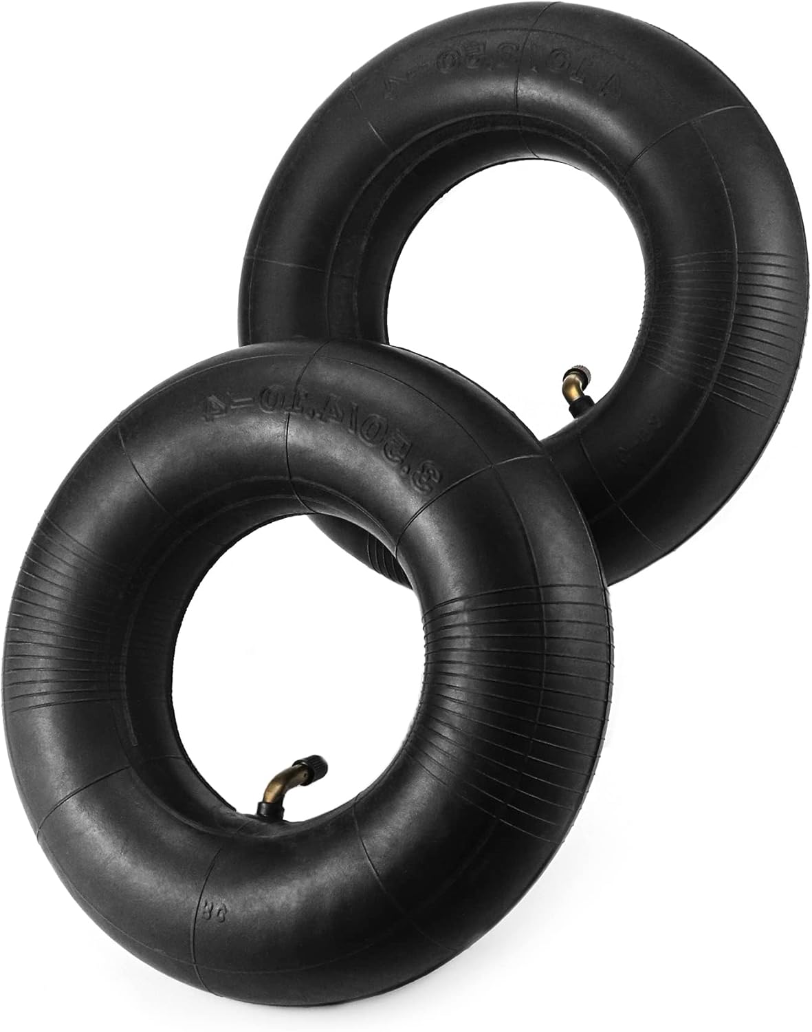QWORK 4.10/3.50-4 Wheelbarrow Inner Tube, 4 Pack Replacement Inner Tubes, Bent Valve, for Lawn Movers, Hand Trucks
