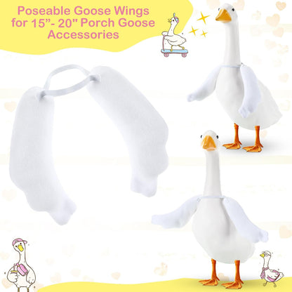 2 Pcs Poseable Goose Wings for 15”- 20" Porch Lawn Goose Outfit Accessories Poseable White Wings for Outdoor Patio Yard Lawn Art Decoration (Rippled Edge)