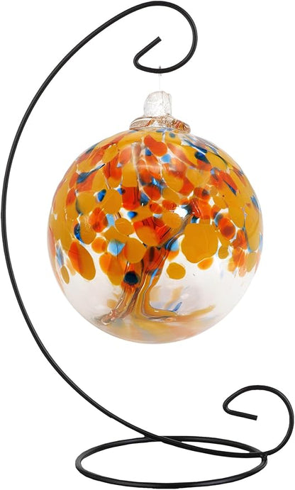 Dale Tiffany AC25005-D4 Rainbow Tree of Life Hand Blown Art Glass Ornament Witch Globe Gazing Ball, Aura, 4" Diameter with Hanging Stand