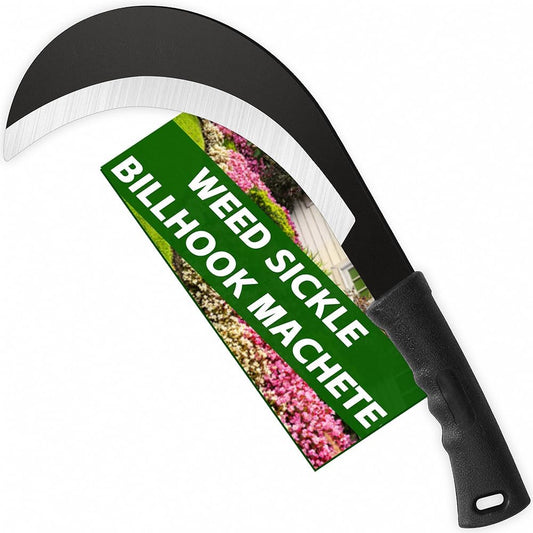 Weeding Sickle Machete Knife Brush Clearing Hand Sickle Garden Tool with Carbon Steel Thick Blade Gardening Machete for Yard Work