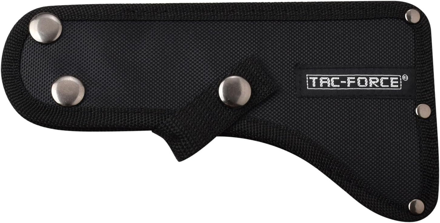TAC-FORCE Tomahawk – Axe - Stonewash Finish Stainless Steel Blade w/Etched U.S.A. Flag, Black Wood Handle, Full Tang Construction, Includes Nylon Sheath, Tactical, EDC, Rescue - TF-AXE001SW