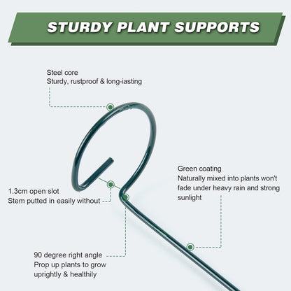 Joyhalo 20 Pack Plant Stakes, 16 Inch Plant Support Stakes, Flower Stakes with 24 Twist Ties, Garden Sticks for Plants Hibiscus, Sunflower, Red Hot Poker, Hydrangea, Tomato, Sapling Etc