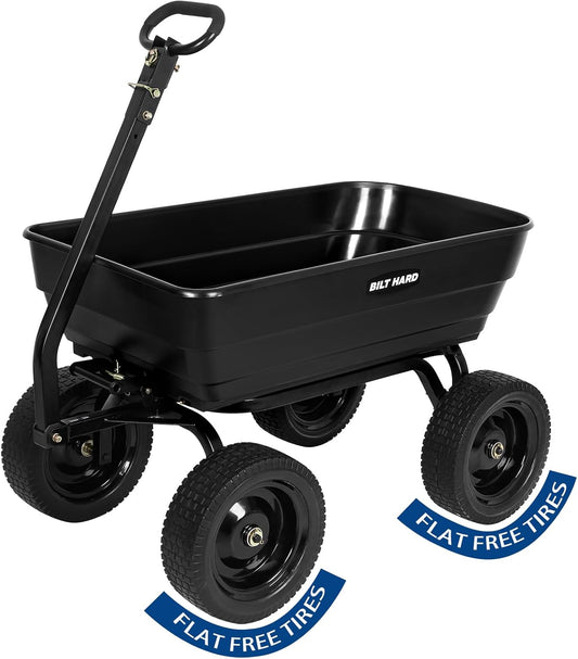 BILT HARD Poly Garden Dump Cart 1200 lbs with No Flat Tires, Quick Release, 2-in-1 Convertible
