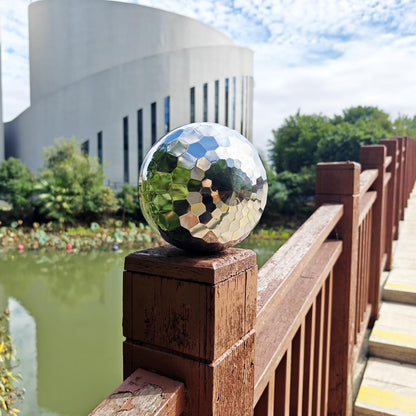 304 Stainless Steel Gazing Ball Sculptures Diamond Ball Decoration Mirror Hollow Decor Ball Reflective Garden Sphere Hollow Metal Ball Ornament Statues Gazing Globe for Home Garden (10 inch)