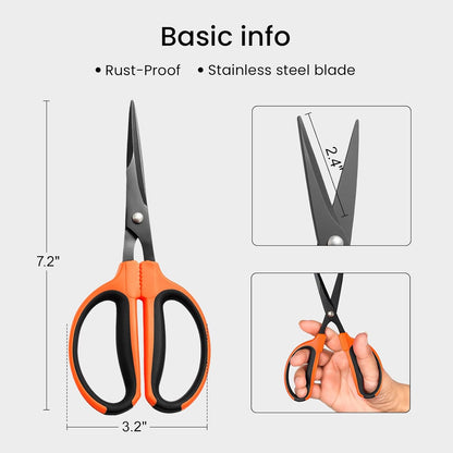GROWNEER 6 Packs Trimming Scissors Teflon Coated Non Stick Blades Pruning Shears Gardening Hand Pruning Snips with Straight Stainless Steel Precision Blade