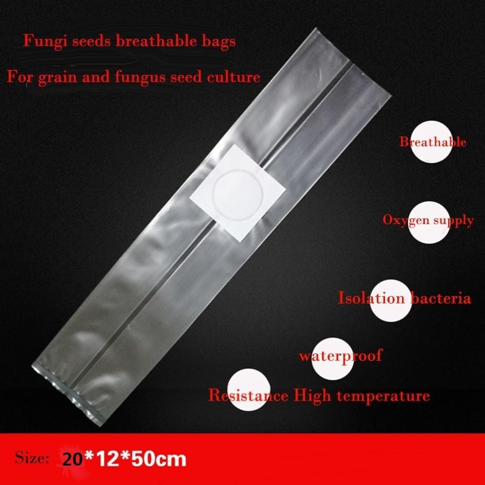 SUCOHANS 10 Count Mushroom Bags/All in One Mushroom Grow Bag/Farm-Mushroom Spawn/Sealable Spawn/Myco Bags,Large Size 8" X 5" X 19",0.2 Micron Filter, 3 Mil Polypropylene