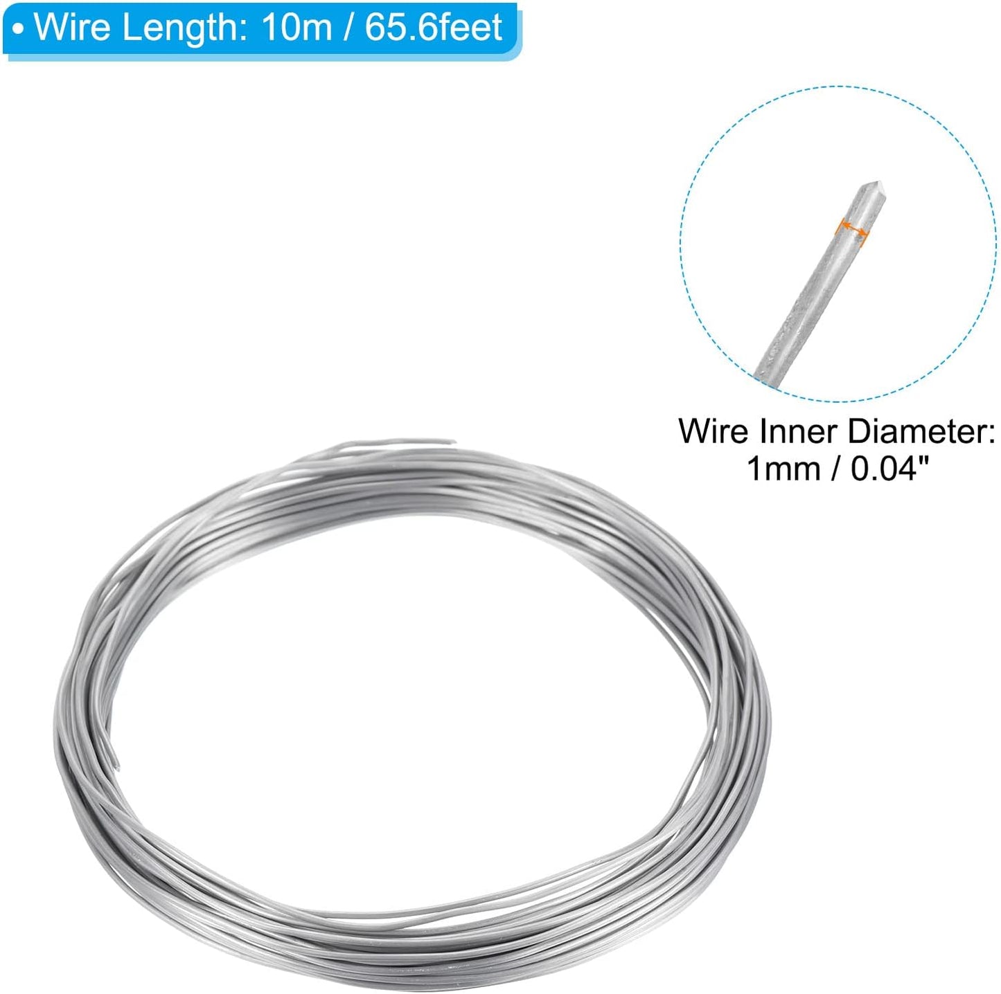 PATIKIL 1.0mm Bonsai Training Wire, 2 Rolls Floral Wire Stems Anodized Aluminum Tree Wire 65.6 Feet Total for Gardening Branch Fixing, Silver Tone