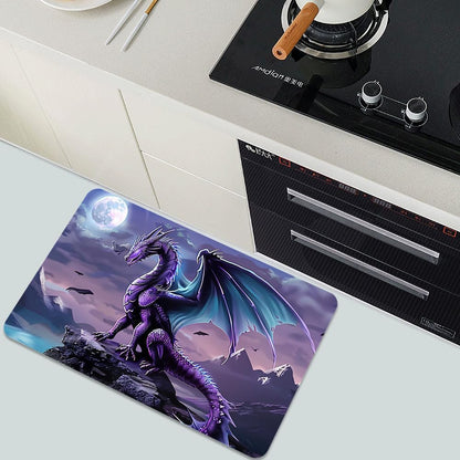 Bath Mat-Bathroom Rug，Purple Dragon with Blue Wings-Absorbent Non Slip Quick Dry Stain Resistant Easy to Clean Care Shower Rug for Bathtub Shower Room 20×31Inch (50 * 80cm)
