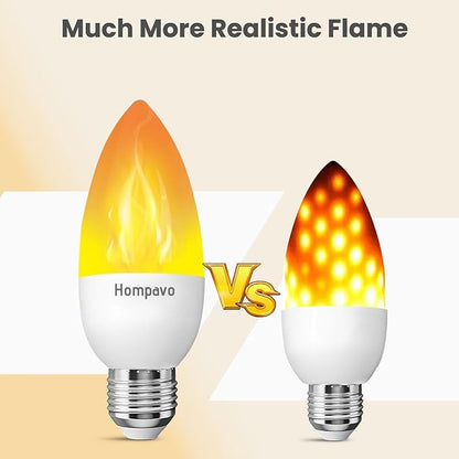 Hompavo Upgraded LED Flame Light Bulbs, 3 Modes Flickering Light Bulbs, E26 Candle Fire Light Bulb for Halloween Christmas Party Porch Indoor & Outdoor Home Decoration - 6 Pack