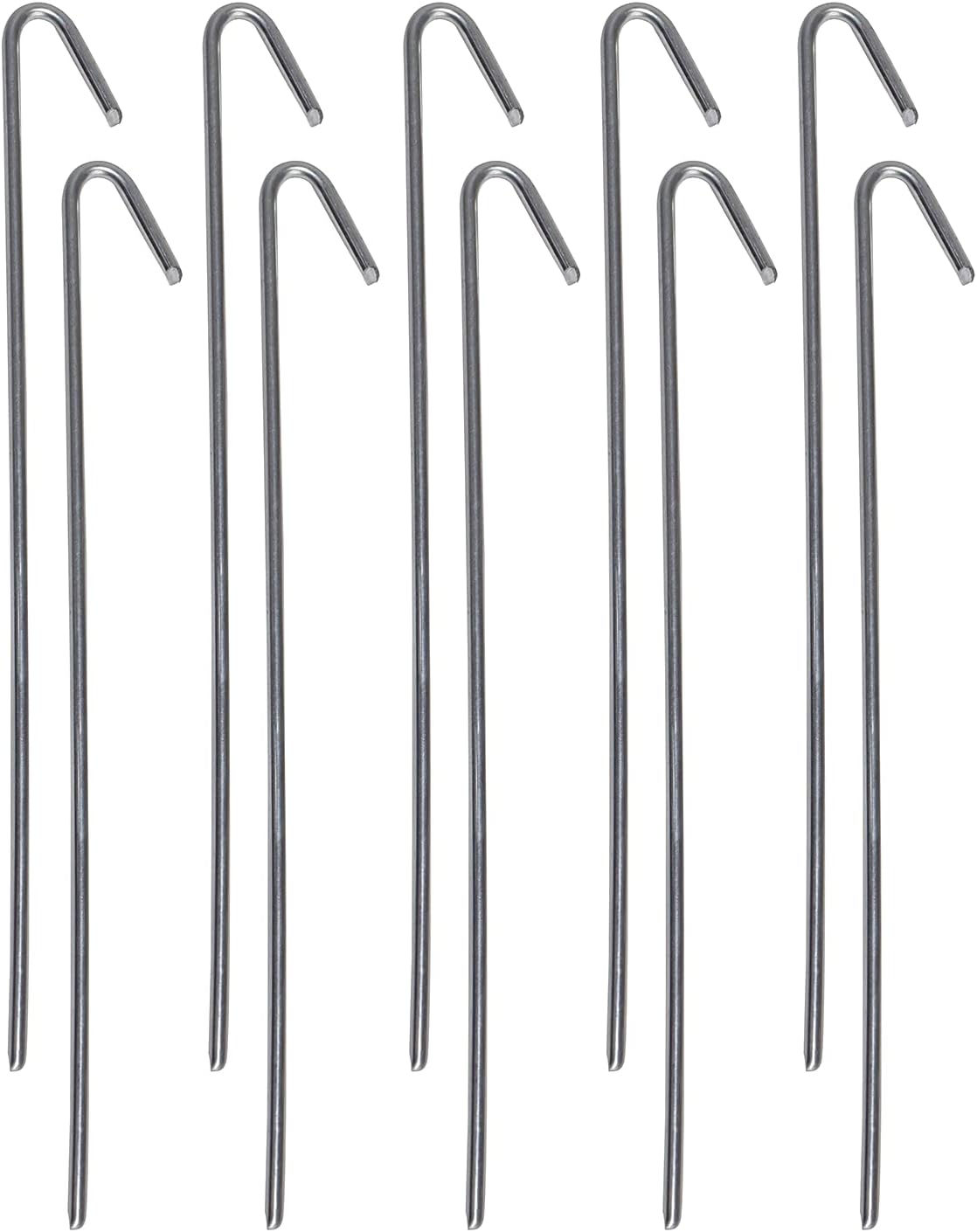 Pinnacle Mercantile 10 Pack Tent Stakes Metal Garden Edging Fence Hooks Pegs Christmas Decoration Stakes Made USA 9 inches Long