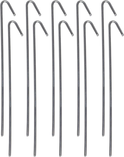 Pinnacle Mercantile 10 Pack Tent Stakes Metal Garden Edging Fence Hooks Pegs Christmas Decoration Stakes Made USA 9 inches Long