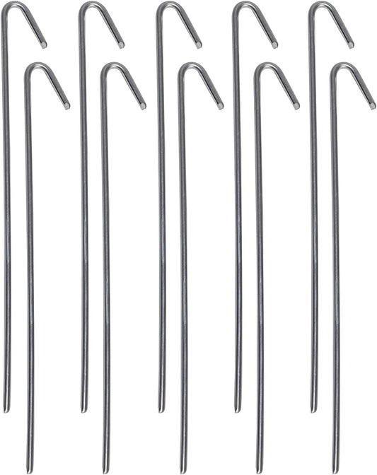 Pinnacle Mercantile 10 Pack Tent Stakes Metal Garden Edging Fence Hooks Pegs Christmas Decoration Stakes Made USA 9 inches Long