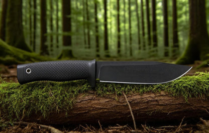 Tactical Fixed Blade Knife, 5.87 inch Blade, 4.65 inch Kray-Ex Handle, Stonewashed 420 Stainless Steel, with Secure-Ex Sheath for Outdoor Camping Hunting Survival (B-Black)