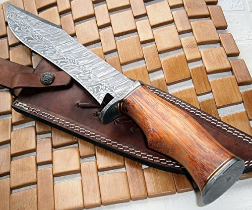 Poshland REG-215 - Handmade Damascus Steel 14.00 Inches Bowie Knife - Exotic Wood Handle