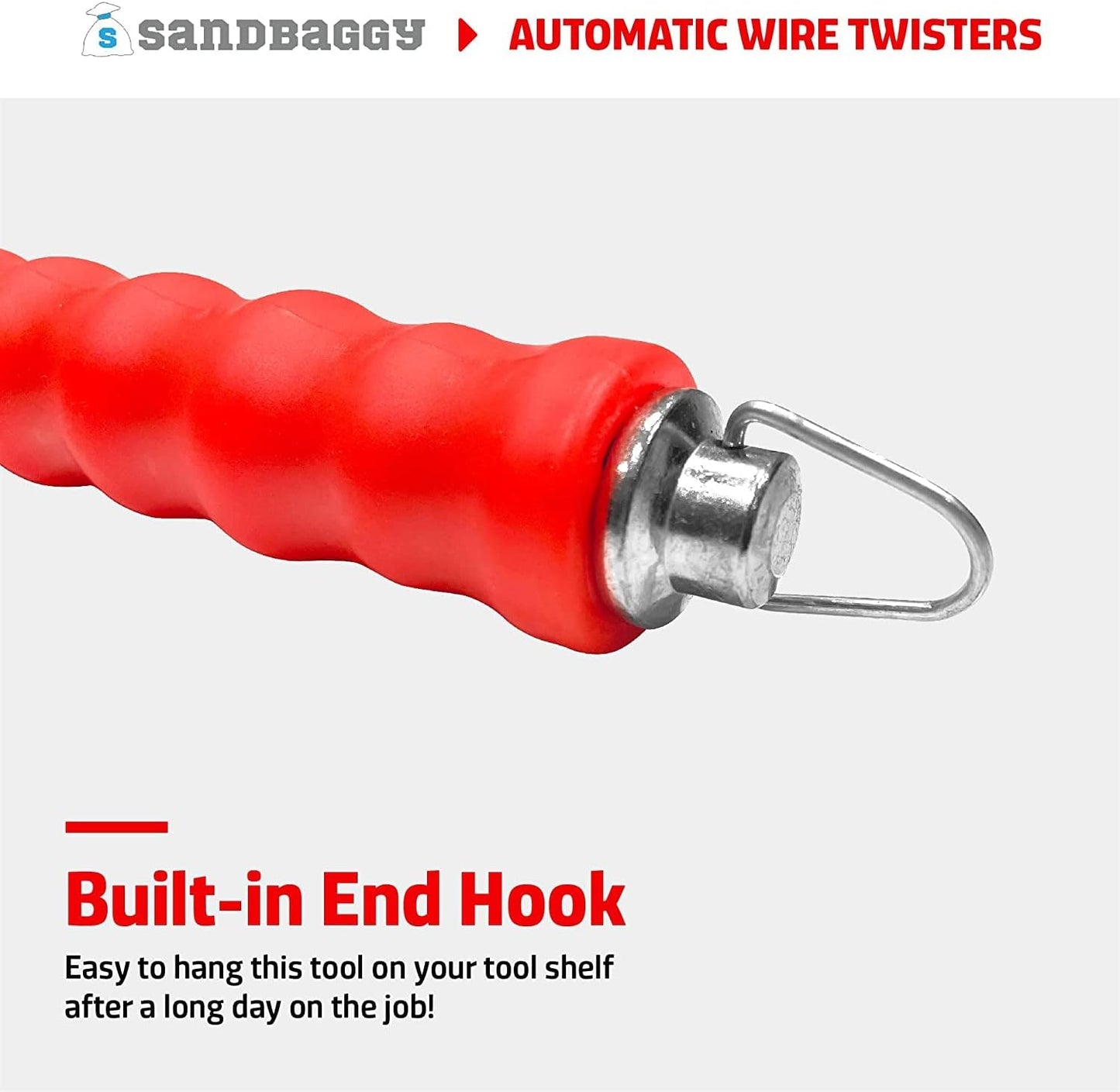 Sandbaggy Automatic Rebar Wire Tie Twister Tool | Ties Rebar 2X Faster Than Manual Tool | Galvanized Steel Components to Prevent Rust (Pack of 2)