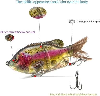 5.9in Multi Jointed Swimbait Fishing Lures Bait,2 Segment Big Giant Sinking Fishing Bass Lures,Crankbaits Swimbaits with Treble Hook