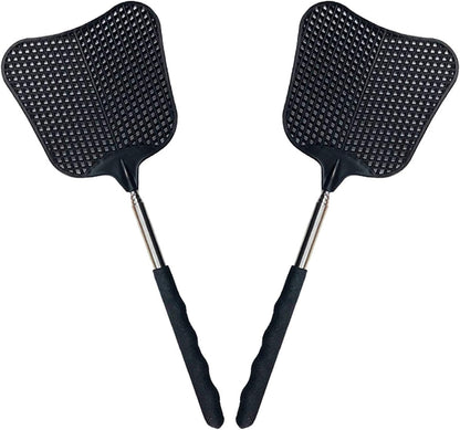 Foxany Telescopic Fly Swatters, Durable Plastic Fly Swatter Heavy Duty Set, Flyswatter with Stainless Steel Handle for Indoor/Outdoor/Classroom (2 Pack)