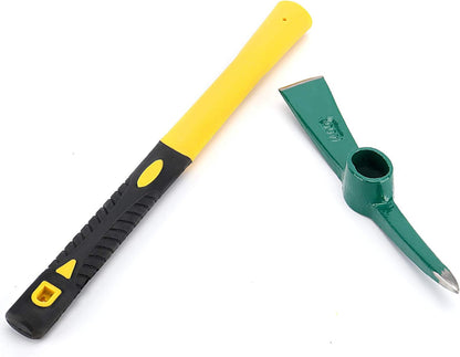 ZOENHOU 2 PCS 15-Inch Solid Pick Mattock, Forged Garden Pick, Weeding Mattock Hoe Agriculture Hand Tools with Heavy-Duty Fiberglass Handle for Weeding Cultivating Camping Prospecting
