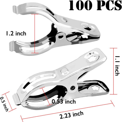 BESTEEL Upgraded 100 PCS Garden Clips, Greenhouse Clamps 100% Stainless Steel Heavy Duty Greenhuose Clips for Netting - Strong Grip to Hold Down Shade Cloth or Plant Cover on Garden Greenhouse Hoops