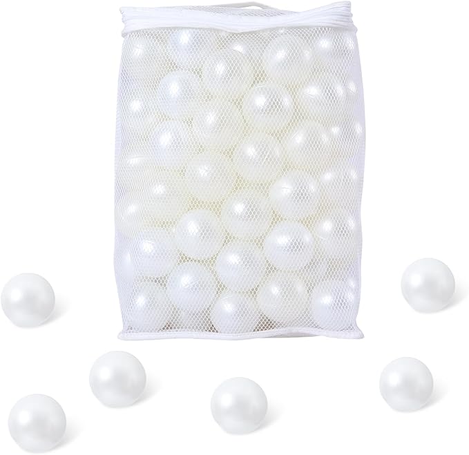 Ball Pit Balls for Kids, Plastic Refill 2.2 Inch Balls, 100 Pack, Bright Colors, Phthalate and BPA Free, Includes a Reusable Storage Bag with Zipper