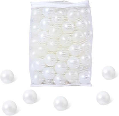 Ball Pit Balls for Kids, Plastic Refill 2.2 Inch Balls, 100 Pack, Bright Colors, Phthalate and BPA Free, Includes a Reusable Storage Bag with Zipper