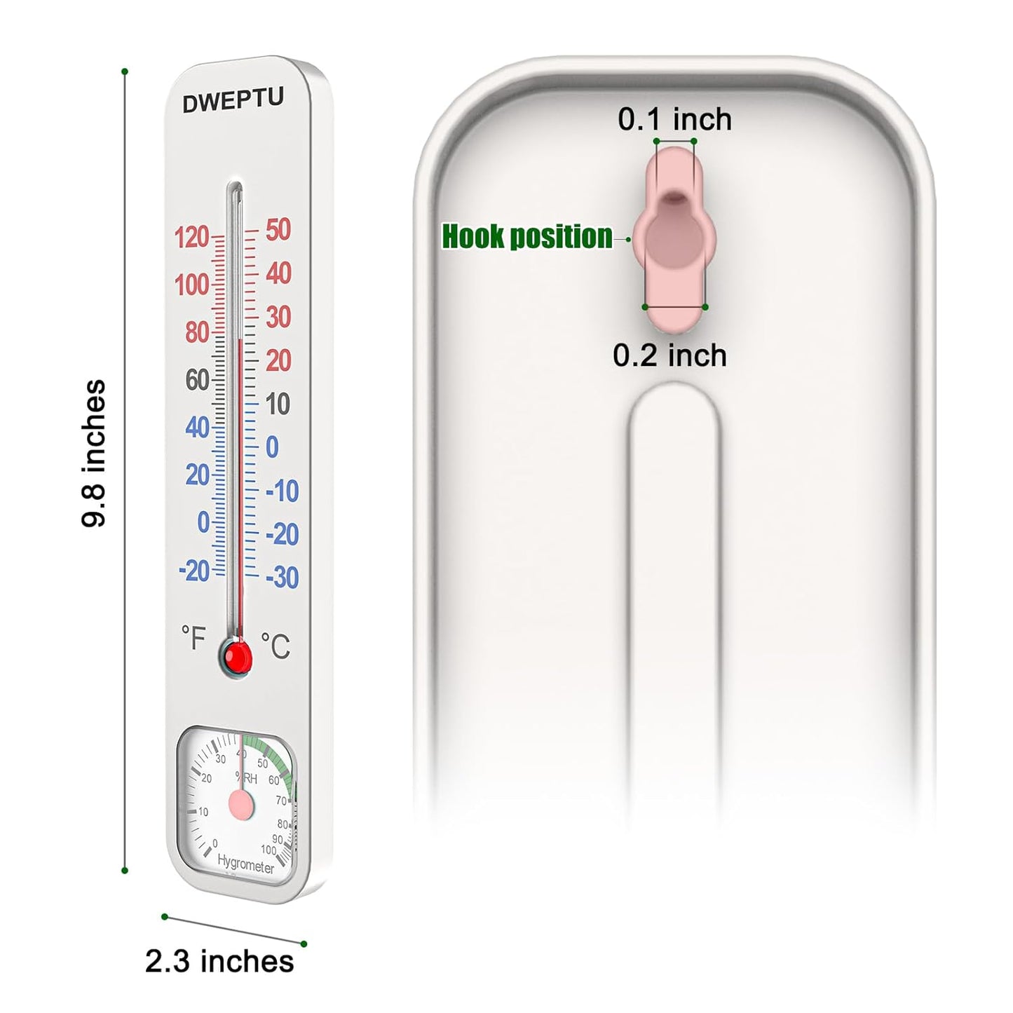 Outdoor/Indoor Thermometer Hygrometer Humidity Monitor Temperature Humidity Gauge Meter with Celsius/Fahrenheit (℃/℉) for Patio Field Cellar Garden Humidors Greenhouse Closet by DWEPTU