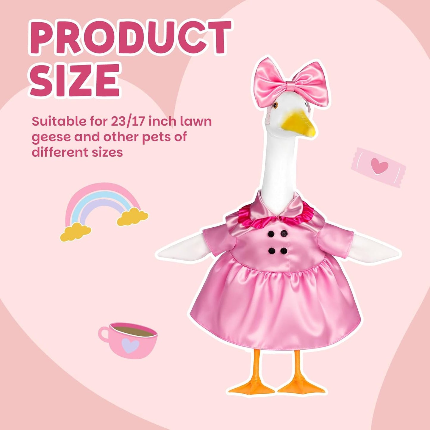 Porch Goose Outfit Flower Lawn Goose Dress Clothes for 23" Large Geese Statue Outdoor Patio Yard Lawn Art Decoration