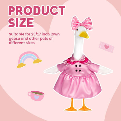 Porch Goose Outfit Flower Lawn Goose Dress Clothes for 23" Large Geese Statue Outdoor Patio Yard Lawn Art Decoration