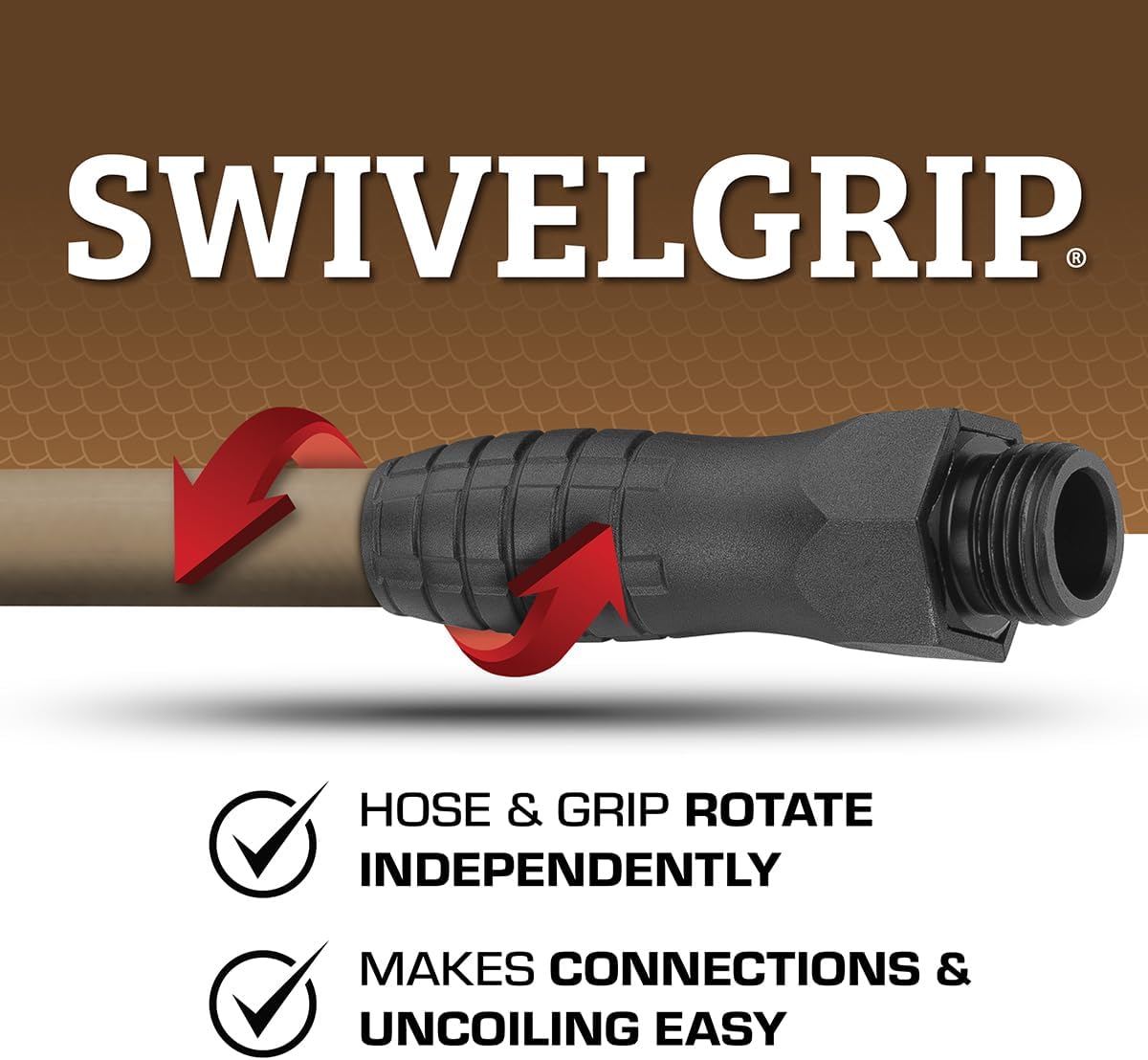 Flexzilla Colors SwivelGrip Garden Hose 5/8 in. x 75 ft., Lightweight All-Weather Water Hose, Durable and Flexible, Leak-Free Connections, Brown Mulch