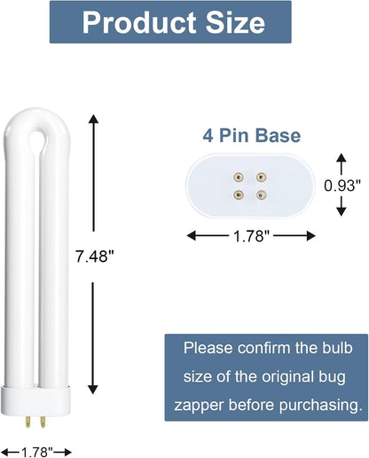 Dichroma Bug Zapper Light Bulb Replacement for 15W Bug Zapper with 4-Pin Base, Ful 15W-BL U Shaped Twin Tube Bulb for T6 Insect Attracting Lamp, 2 Pack