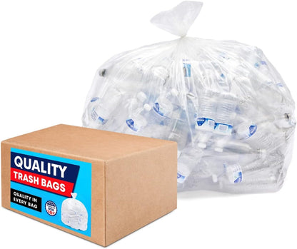 Tasker 95-100 Gallon Clear Trash Bags Heavy Duty | 25 Bags | Extra Large 96 Gallon Trash Bags Large Clear Can Liners, Large 90 Gal, 95 Gal, 96 Gal,100 Gallon Heavy Duty Trash Can Liners