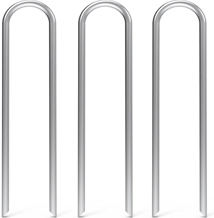 MySit 24 Pack 6 Inch Garden Stakes Heavy Duty 11 Gauge Galvanized Yard Staples U Pegs Fences Drip Irrigation Securing Stakes Loop Stake for Anchoring Lawn Drippers Soaker Hose