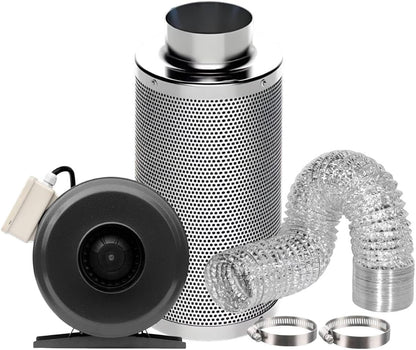 SunStream 4" Grow Tent Ventilation Kit, 203 CFM Inline Fan, Carbon Filter, 25ft Ducting Ventilation System for 2x2/3x3 Grow Tents Indoor Gardening, Hydroponics