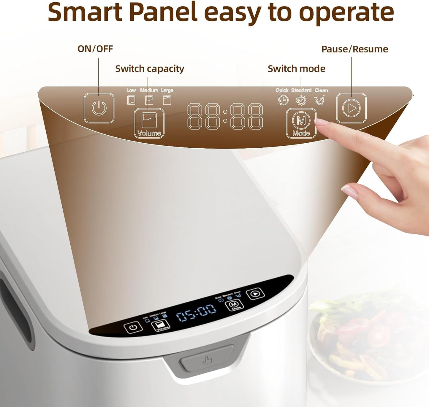 Compost Bin for Kitchen - 4L Countertop Composter with Odorless Auto-Cleaning, Turns Food Waste to Fertilizer in 5 Hours, for Indoor Home Use