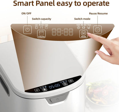 Compost Bin for Kitchen - 4L Countertop Composter with Odorless Auto-Cleaning, Turns Food Waste to Fertilizer in 5 Hours, for Indoor Home Use
