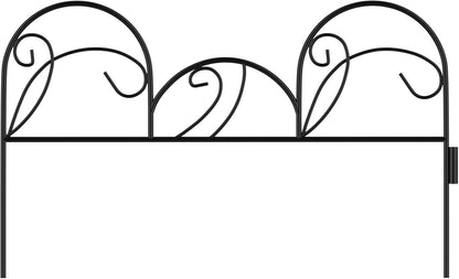 Metal Garden Fencing- Set of 5 Panels of Mimosa Decorative Edging Flower Beds & Landscaping- Interlocking, Flexible Design in Black by Pure Garden