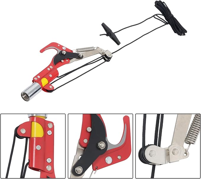 findmall 30ft Manual Pole Saw Extendable Tree Pruner Sharp Steel Blade and Scissors High Branches Trimming for Pruning Palms and Shrubs with 8 Long Handles Orange