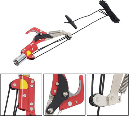 findmall 30ft Manual Pole Saw Extendable Tree Pruner Sharp Steel Blade and Scissors High Branches Trimming for Pruning Palms and Shrubs with 8 Long Handles Orange