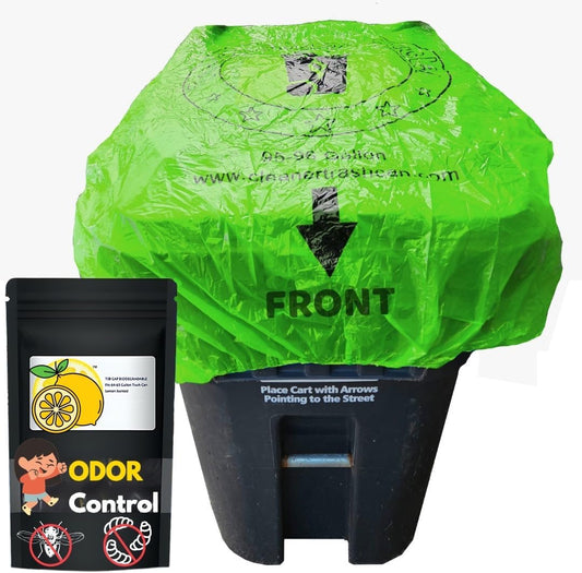 32 Gallon Trash Can Cover Odor Eliminating Bag with Elastic Band Lemon Scented Durable Chemical