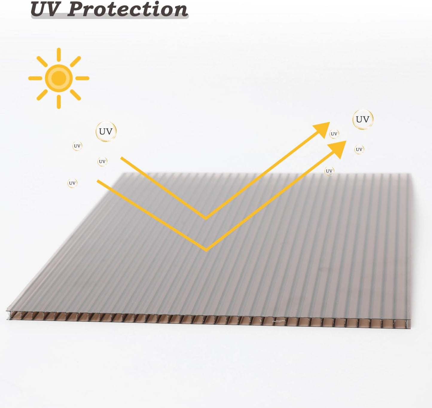 BPS 6Pcs 62'' (W) x 28'' (L) x 0.2'' Polycarbonate Panels, Waterproof UV Protected Reinforced Sheets, Outdoor Greenhouse and Gazebo Covering, Twin-Wall Bronze Sheets