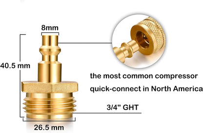 RV vent plug prevent freezing in winter helps drain water from water pipes, suitable for camping RVs, boats, garden hoses, water pipe Blow Out Plug brass quick connector (male)