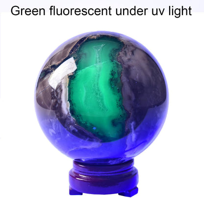 JIC Gem 3.1-3.5 inch(80-90mm) Large Volcanic Agate Crystal Sphere Quartz Crystal Ball with Stand Healing Ornament Witchcraft Meditation Decor