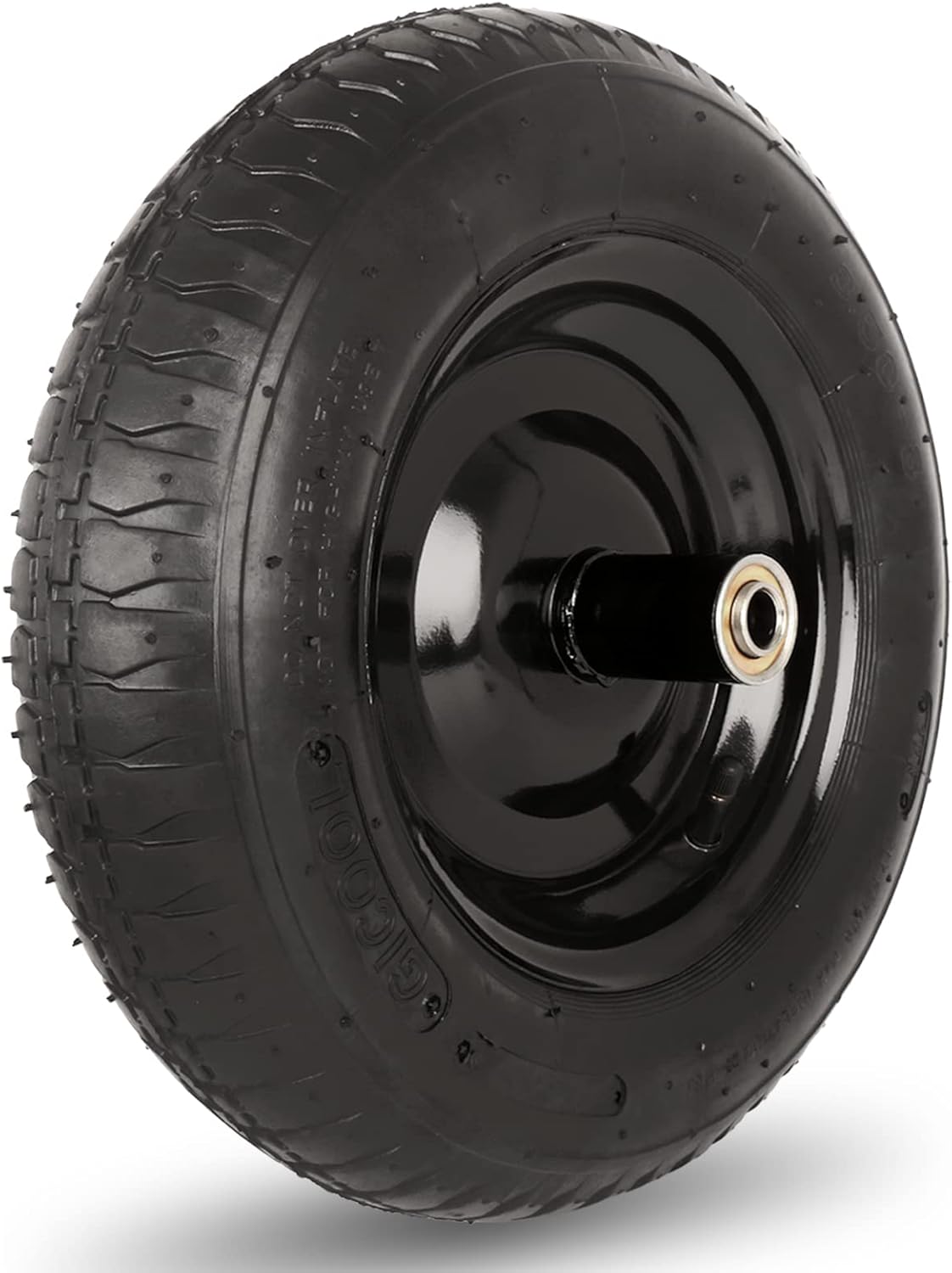 14.5" Wheelbarrow Tire, 3.50-8” Pneumatic Tire, Universal Wheelbarrow Wheel for 4.80/4.00-8”, 4.00-6”, and 2.50-8”, with 6" Centered Hub, 5/8" Axle Bore Hole, Sealed Bearings