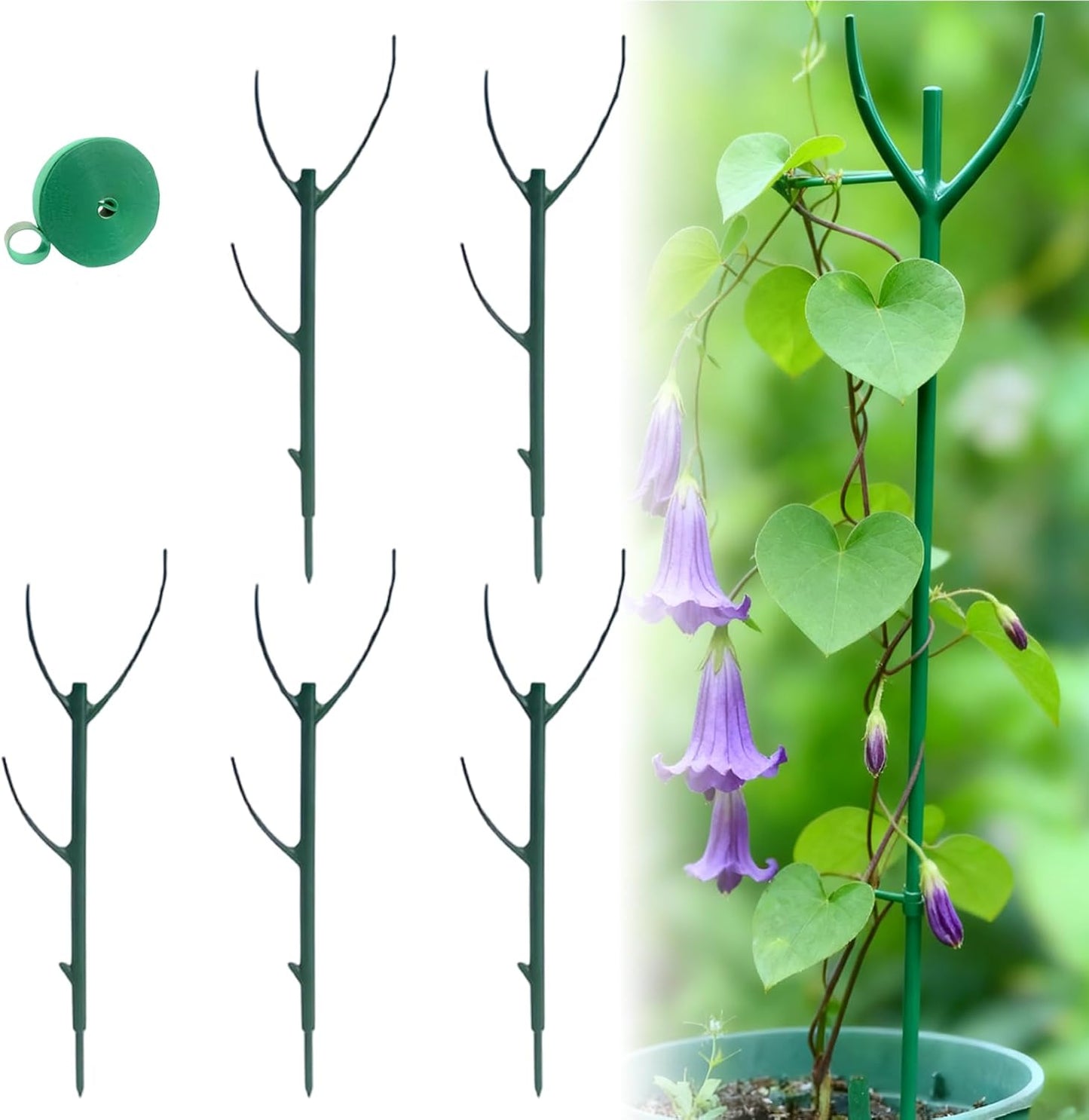 5 Pack Stackable Plant Support Stakes, Climbing Plant Support Structures for Monstera, Pothos,Plant Holder Stick Moss Pole for Support Tall Potted Plants,for Indoor Outdoor Plan (5 Pack)