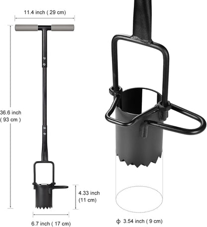 Sod Plugger, Bulb Planter with Long Handle and Serrated Base Garden Tool, Bulb Transplanter Also Grass Plug Tool for Digging Holes to Plant Tulips, Iris, Daffodils