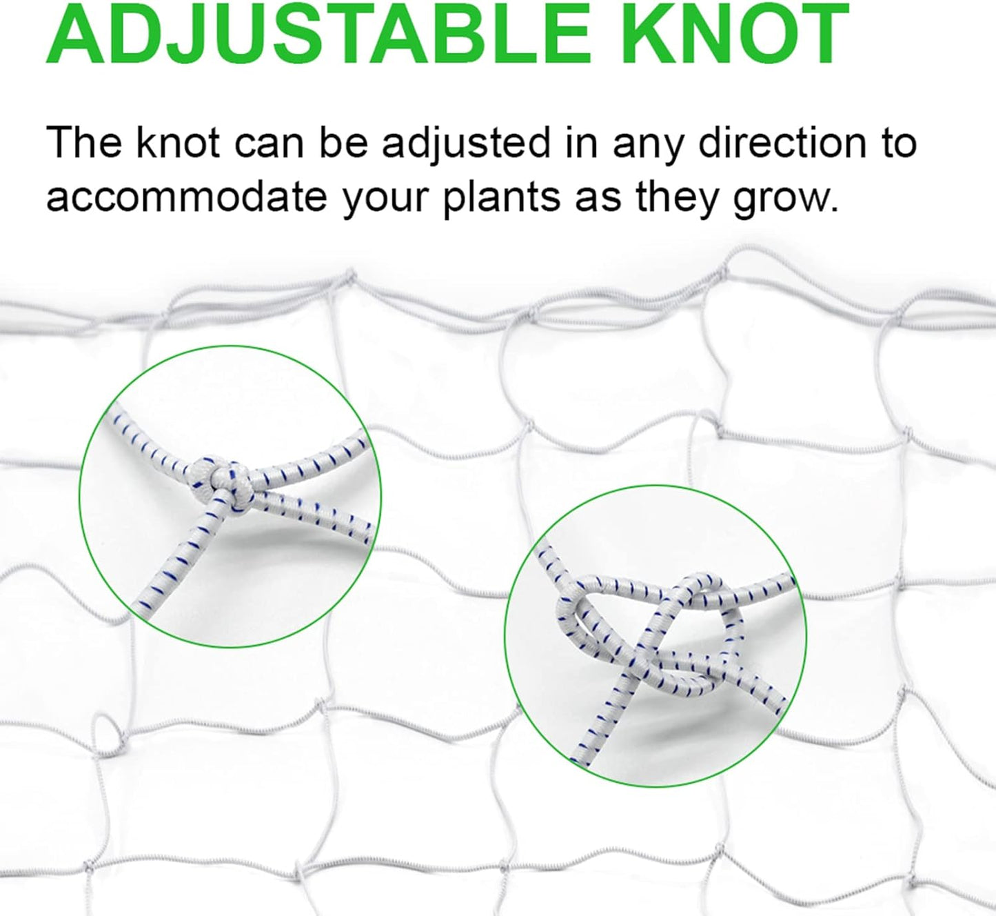 2 Pack Grow Tent Net Trellis Netting 4x4Ft Elastic Trellis Netting Includes 8 Iron Hooks Flexible Net Trellis for Grow Tents a Total of 36 Holes (White)