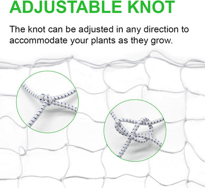 2 Pack Grow Tent Net Trellis Netting 4x4Ft Elastic Trellis Netting Includes 8 Iron Hooks Flexible Net Trellis for Grow Tents a Total of 36 Holes (White)
