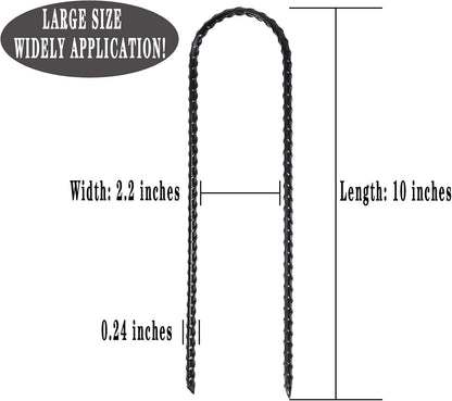 Nigh Coated Rebar Trampoline Wind Stakes Set of 12 Safety Ground Anchors Stakes Extra Heavy Duty Metal Landscape Staples 10 Inches Long (Black)